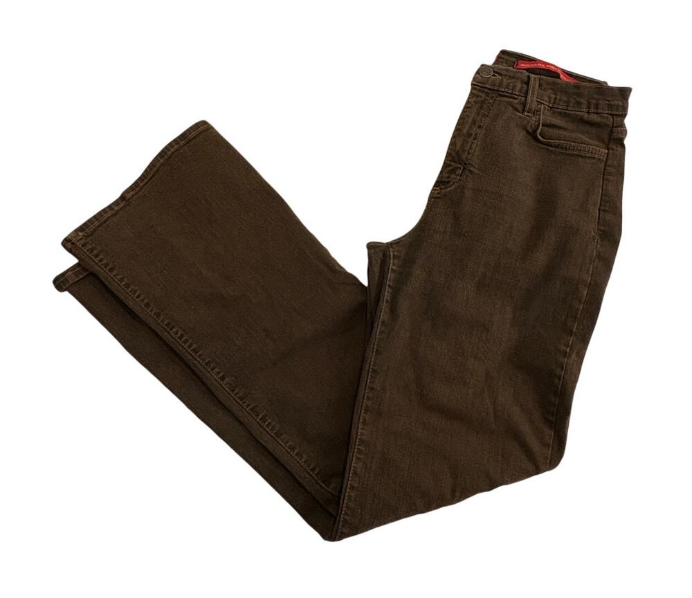 NYDJ Tummy Tuck Jeans Brown Flare Womens 8 Stretchy Slimming High Rise Vintage